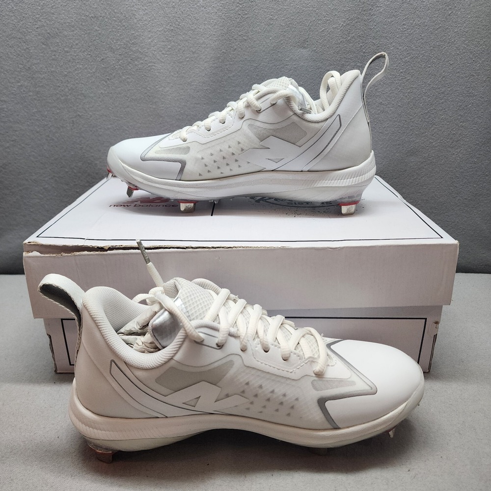 New Balance FuelCell Romero Duo White Grey Metal Softball Cleats Womens 6.5